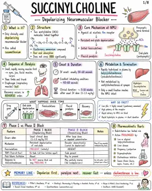 Succinylcholine Depolarizing Neuromuscular Blocker - Anesthesia - Drugs page 1 of 8 | medical study notes
